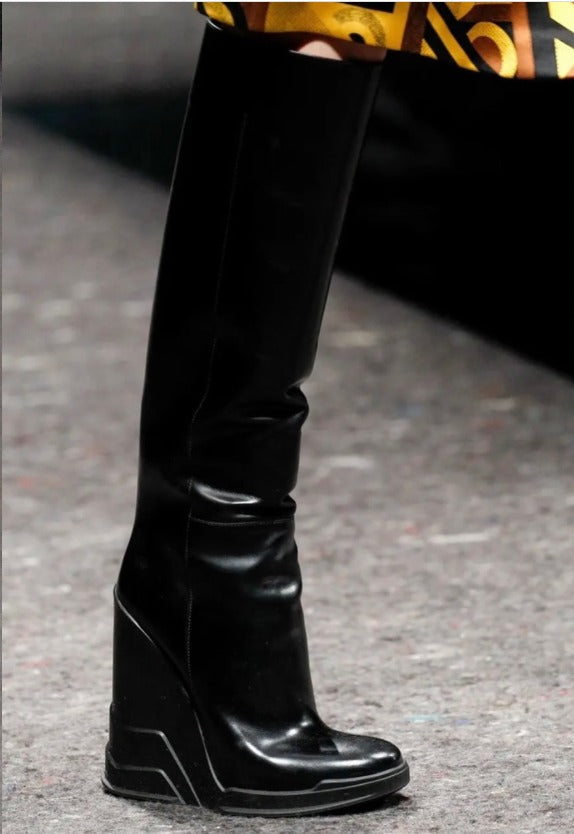 Prada Runway Black Leather Boots FW 2014, 41