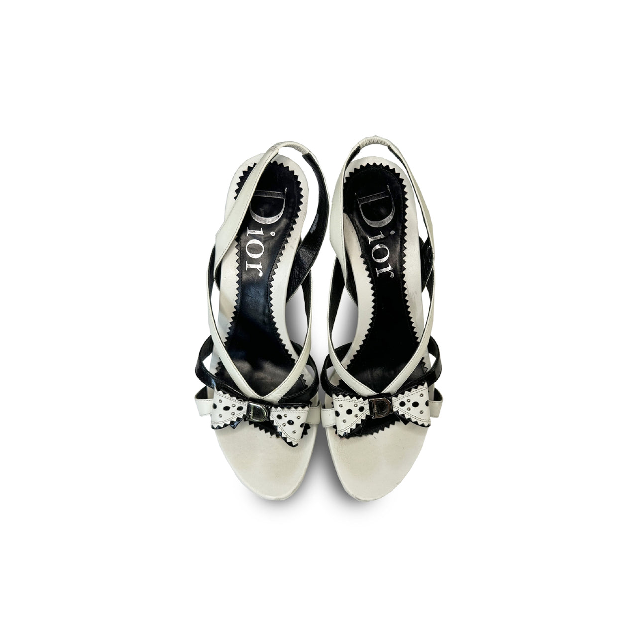 Dior White Leather Wedge Heeled Sandals